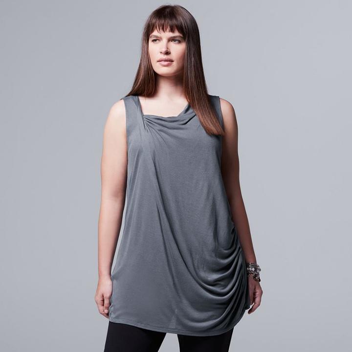 Plus Size Simply Vera Vera Wang Asymmetrical Draped Tank, Women's, Size: 2xl, Med Grey