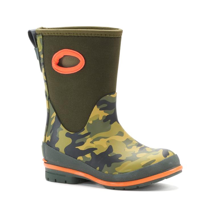 Western Chief Camo Neoprene Boys' Waterproof Rain Boots, Size: 12, Green