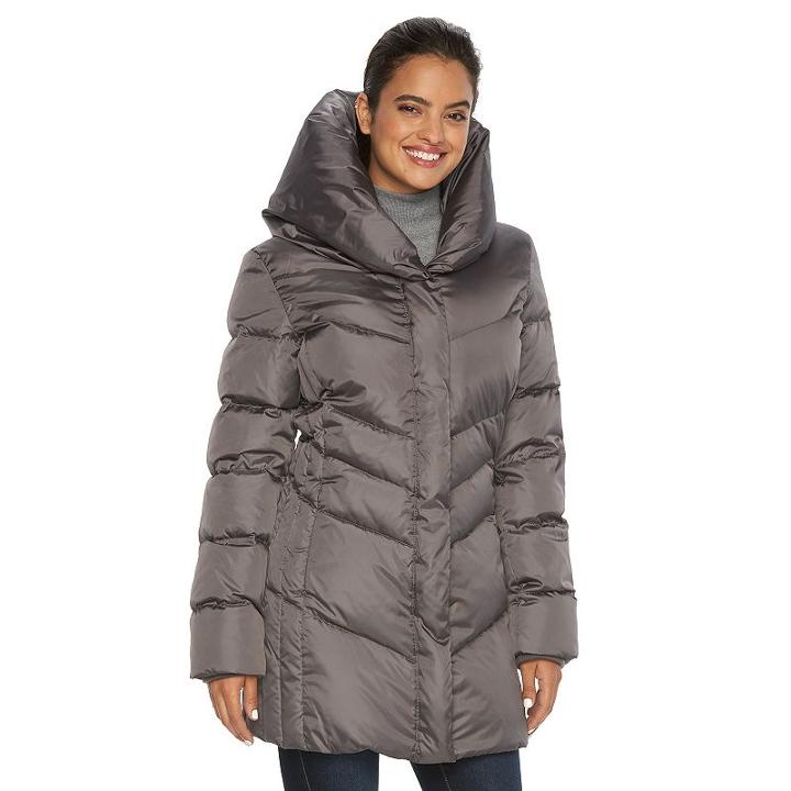 Women's Hemisphere Pillow Collar Down Puffer Jacket, Size: Medium, Grey Other