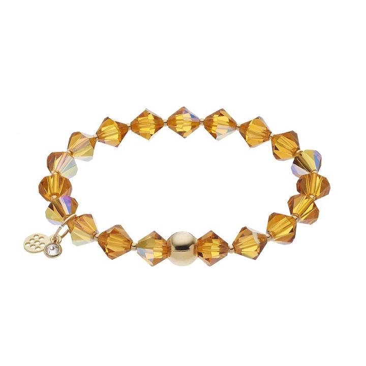 Tfs Jewelry 14k Gold Over Silver Yellow Crystal Stretch Bracelet, Women's, Size: 7