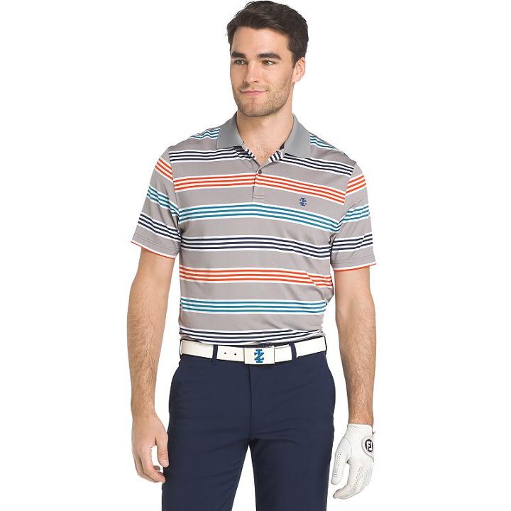 Men's Izod Swingflex Classic-fit Striped Performance Golf Polo, Size: Medium, Med Grey