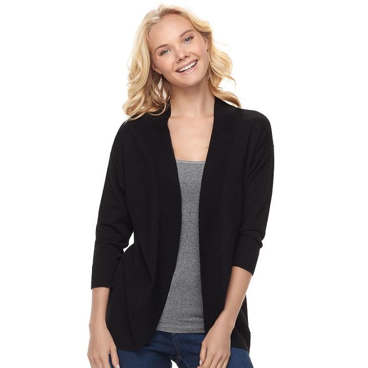 Juniors' My Michelle Cocoon Cardigan, Teens, Size: Xs, Black