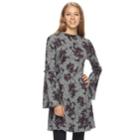 Junior's Love, Fire Mockneck Bell Sleeve Dress, Teens, Size: Large, Grey Other