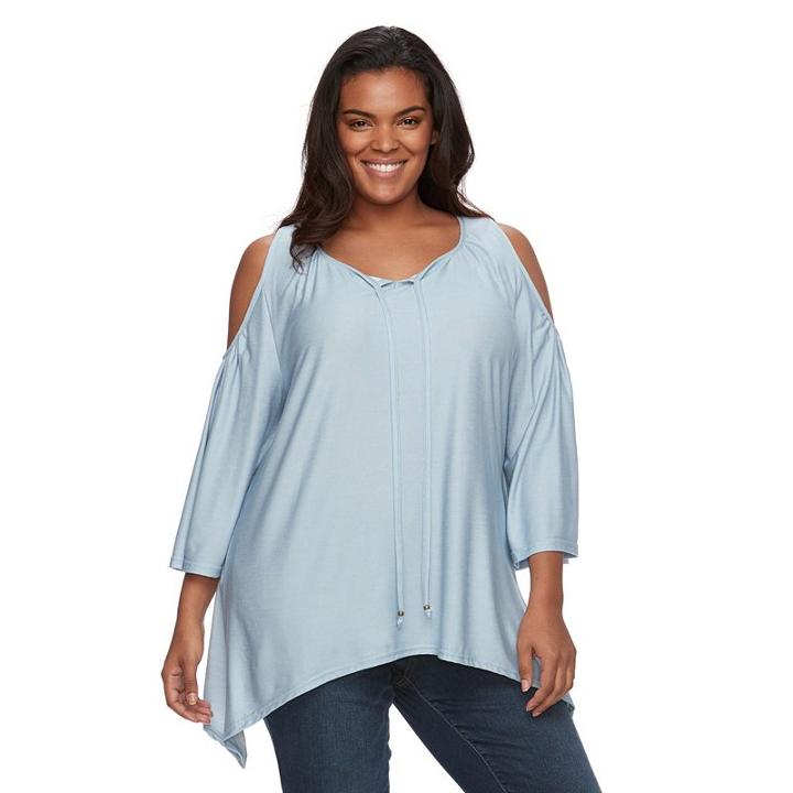 Plus Size French Laundry Cold-shoulder Top, Women's, Size: 3xl, Turquoise/blue (turq/aqua)