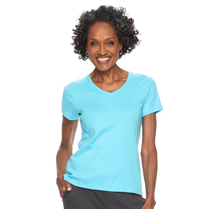 Petite Croft & Barrow&reg; V-neck Tee, Women's, Size: S Petite, Med Blue