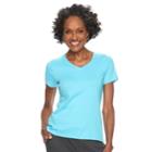Petite Croft & Barrow&reg; V-neck Tee, Women's, Size: S Petite, Med Blue