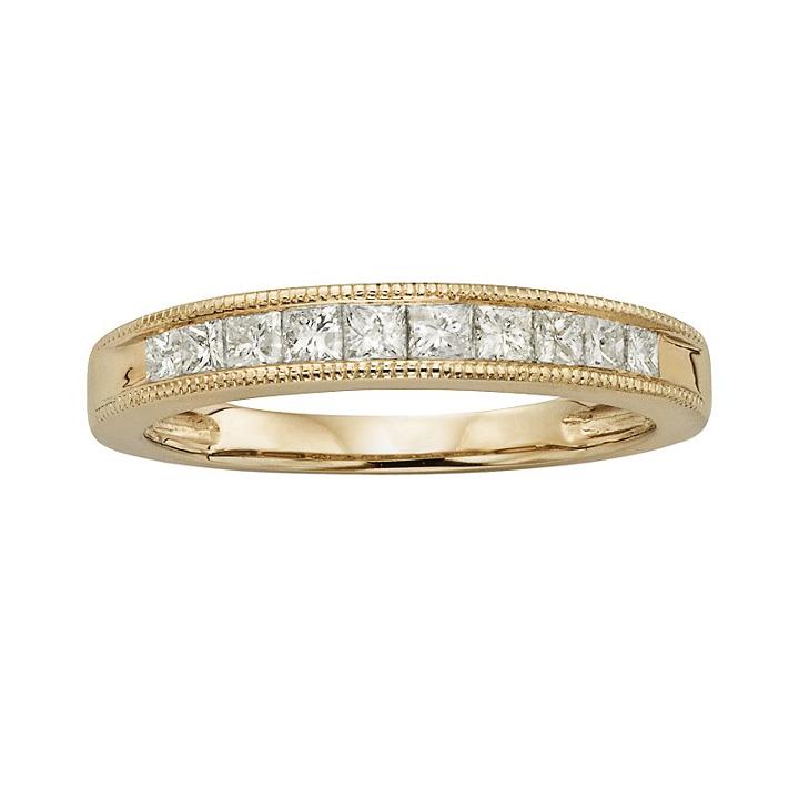 14k Gold 1/2-ct. T.w. Igl Certified Princess-cut Diamond Wedding Ring, Women's, Size: 10, White