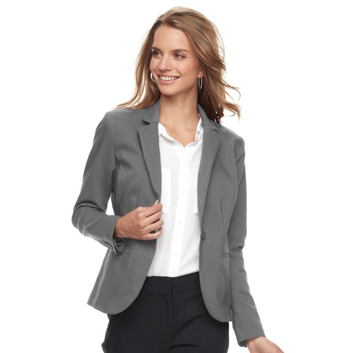 Petite Apt. 9&reg; Torie Solid Blazer, Women's, Size: 2 Petite, Grey