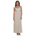 Petite Chaya Embellished Mesh Empire Evening Gown, Women's, Size: 4 Petite, Med Brown