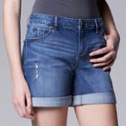 Women's Simply Vera Vera Wang Roll-cuff Denim Shorts, Size: 12, Blue
