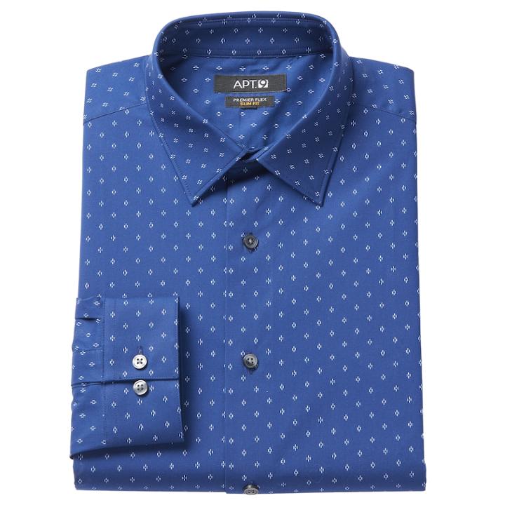 Men's Apt. 9&reg; Slim-fit Premier Flex Collar Stretch Dress Shirt, Size: 15-32/33, Blue