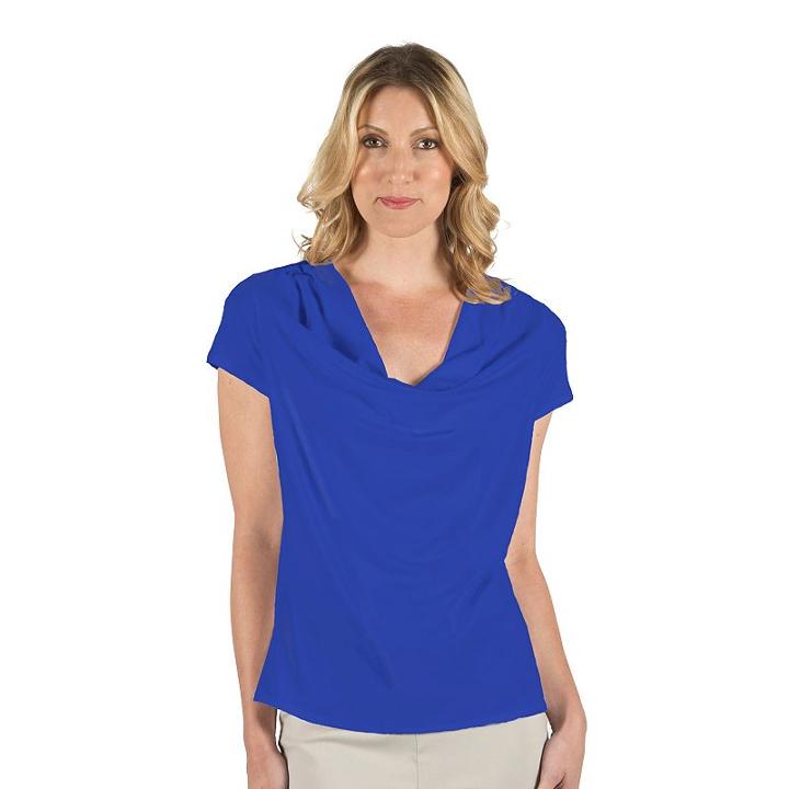 Women's Larry Levine Cowlneck Top, Size: Large, Brt Blue