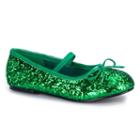 Green Sparkle Flat Costume Shoes - Kids, Girl's, Size: 2-3