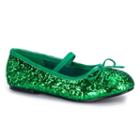 Green Sparkle Flat Costume Shoes - Kids, Girl's, Size: 2-3