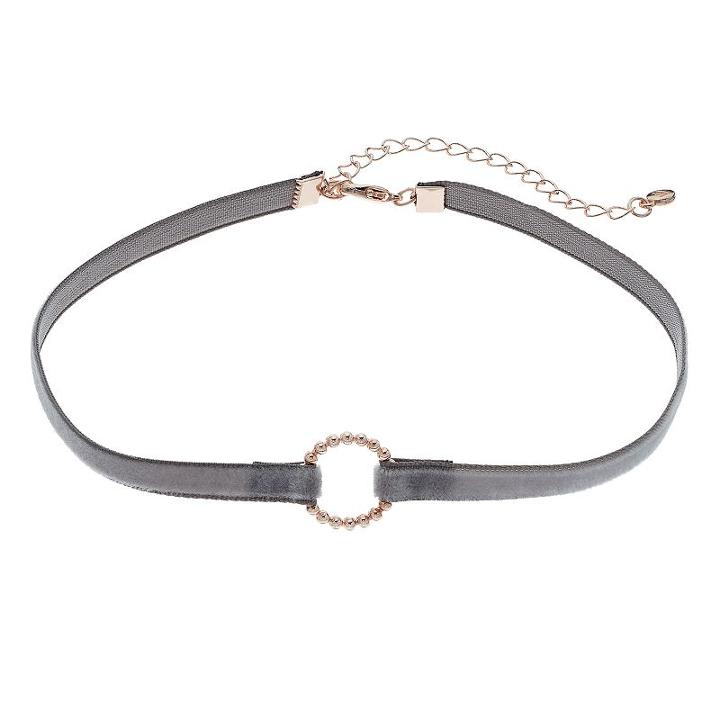 Lc Lauren Conrad Circle Velvet Choker Necklace, Women's, Grey