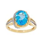 10k Gold Blue Topaz & 1/6 Carat T.w. Diamond Halo Ring, Women's