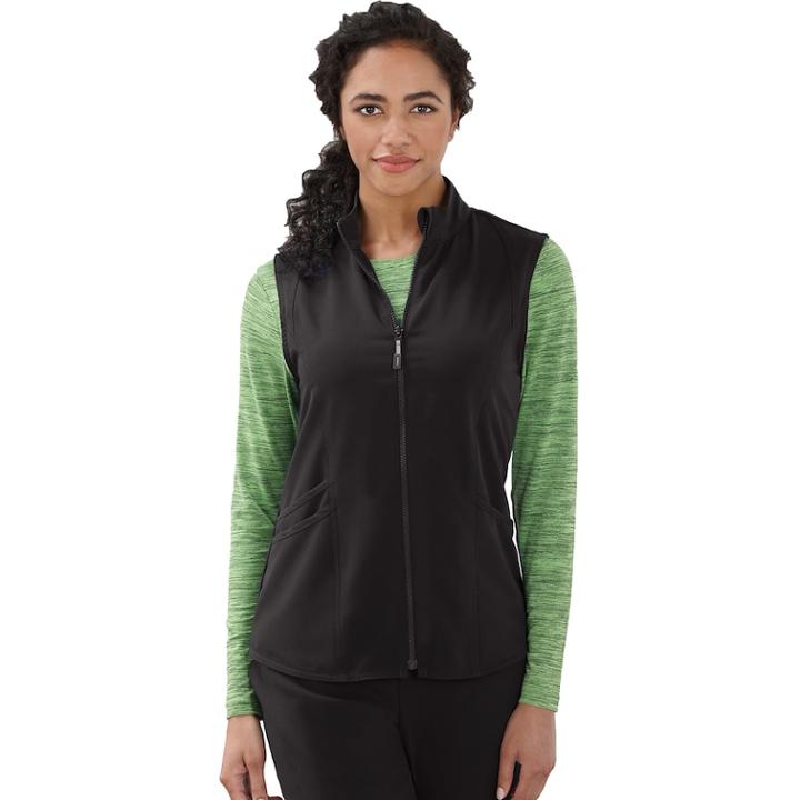 Women's Jockey Scrubs Sporty Zip Vest, Size: Medium, Black