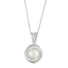 Sterling Silver Freshwater Cultured Pearl & Cubic Zirconia Swirl Pendant, Women's, White