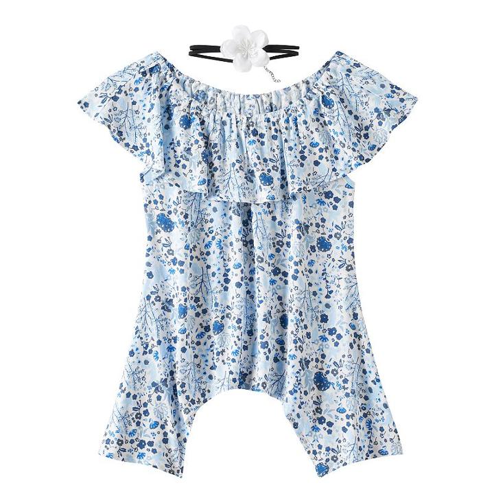 Girls 7-16 Knitworks Floral Off Shoulder Top & Choker Necklace Set, Size: Xl, Blue