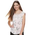 Juniors' Candie's&reg; Print Lace Inset Top, Teens, Size: Medium, Pink