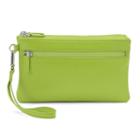 Ili Double-zip Leather Wristlet, Women's, Green
