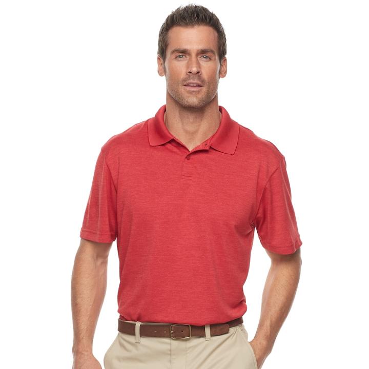 Men's Haggar&reg; Regular-fit Solid Textured Performance Polo, Size: Xxl, Brt Red