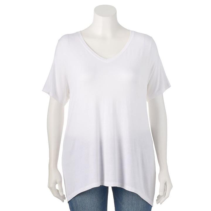 Plus Size Apt. 9&reg; Essential V-neck Tee, Women's, Size: 2xl, White