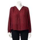 Plus Size Lc Lauren Conrad Print High-low Blouse, Women's, Size: 1xl, Red