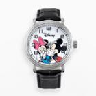 Disney's Mickey & Minnie Mouse Men's Leather Watch, Black