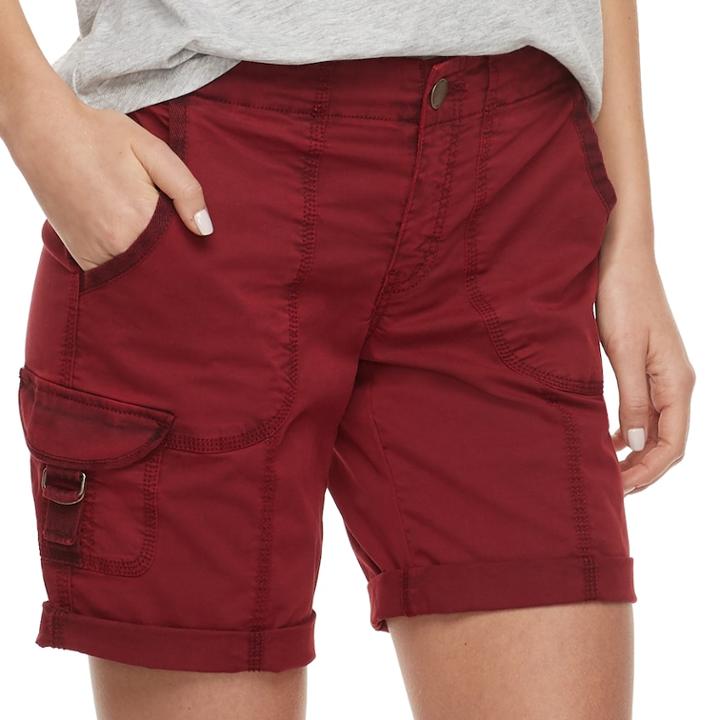 Women's Sonoma Goods For Life&trade; Ultra Comfortwaist Utility Shorts, Size: 4, Dark Red