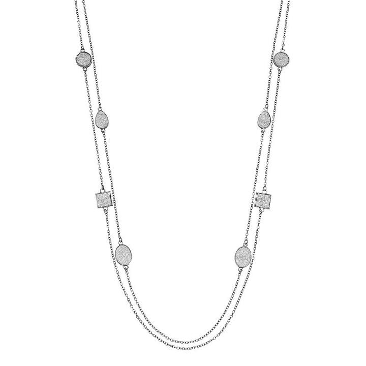 Apt. 9&reg; Glittery Geometric Long Station Necklace, Women's, Black