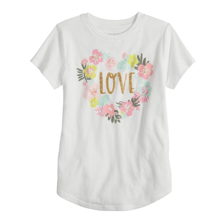 Girls 4-10 Jumping Beans&reg; Love Heart Graphic Tee, Size: 7, White