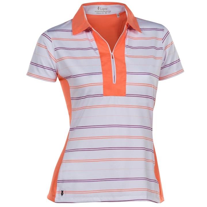 Women's Nancy Lopez Crystal Short Sleeve Golf Polo, Size: Large, Med Orange