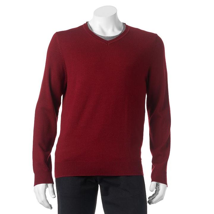 Big & Tall Apt. 9&reg; Modern-fit Merino V-neck Sweater, Men's, Size: 4xb, Red