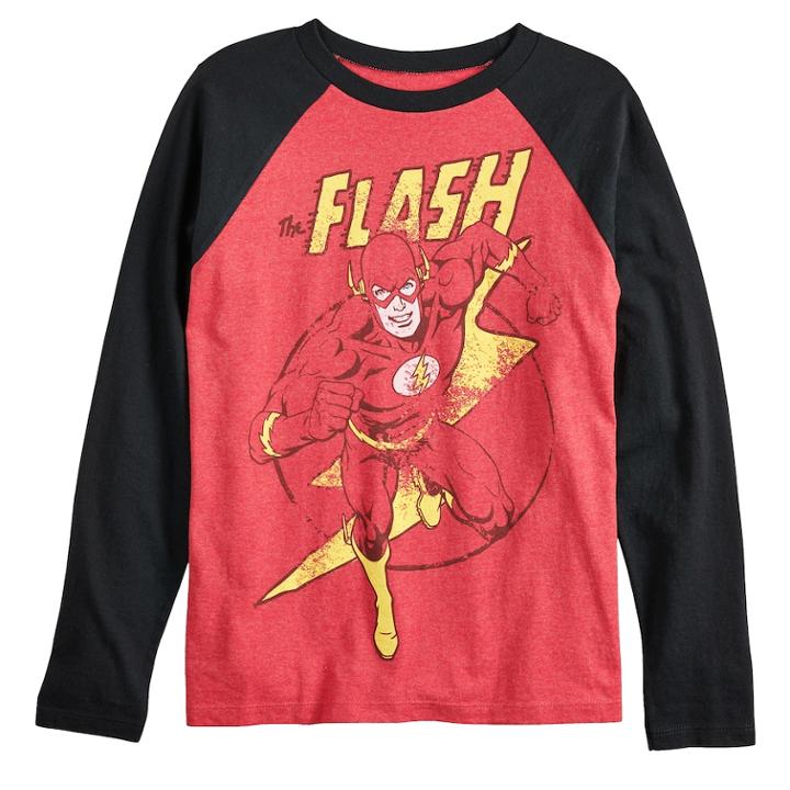 Boys 8-20 Dc Comics The Flash Raglan Tee, Size: Medium, Red