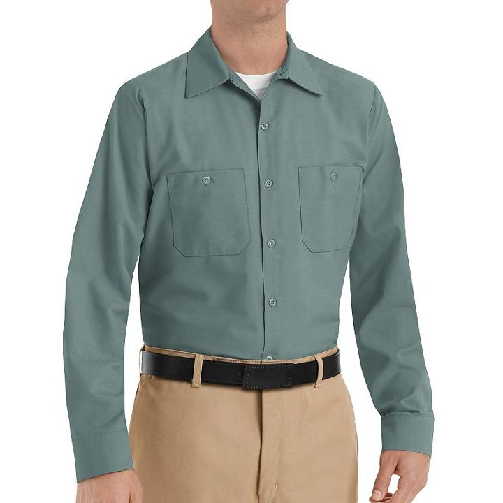 Red Kap, Men's Classic-fit Industrial Button-down Work Shirt, Size: Small, Green