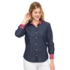 Women's Izod Essential Button-down Shirt, Size: Large, Dark Blue
