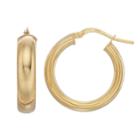 Primavera 24k Gold Over Silver Polished Tube Hoop Earrings, Women's