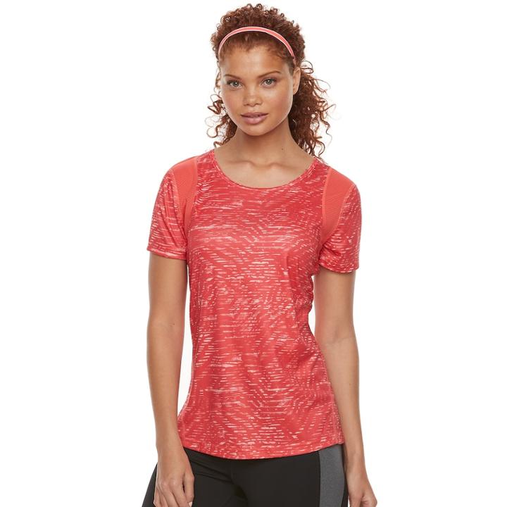 Women's Tek Gear&reg; Performance Base Layer Mesh Panel Tee, Size: Medium, Med Orange