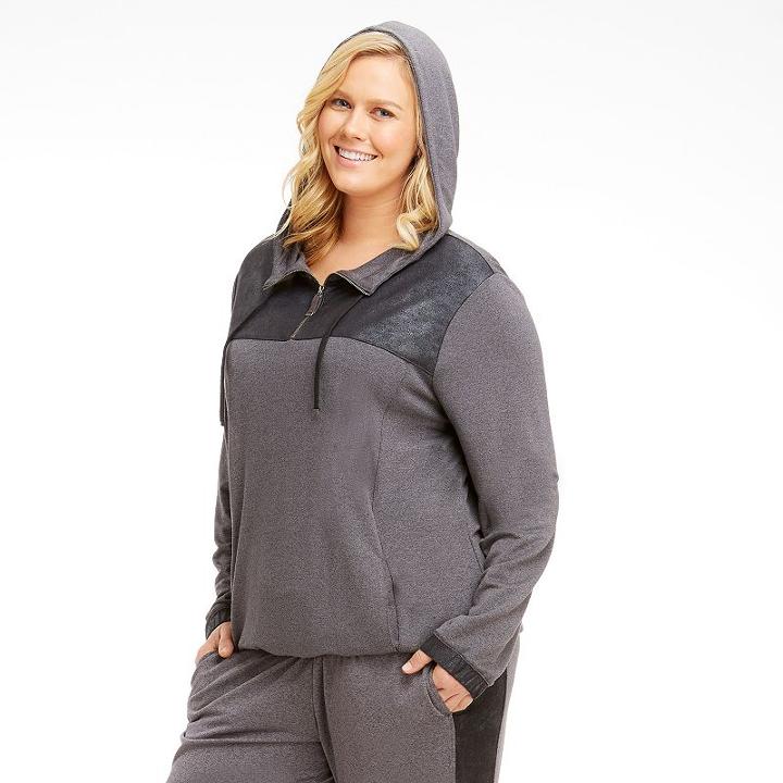 Plus Size Marika Curves Broadway Foil Hoodie, Women's, Size: 1xl, Med Grey