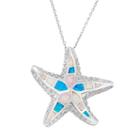 Sterling Silver Lab-created Opal Starfish Pendant Necklace, Women's, Size: 18, Multicolor