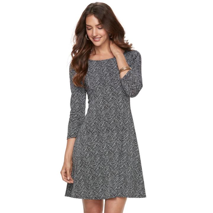 Women's Apt. 9&reg; Pleated Fit & Flare Dress, Size: Xl, Black