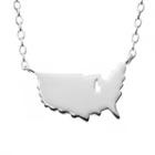 Sterling Silver Usa Necklace, Adult Unisex, Size: 18, Grey