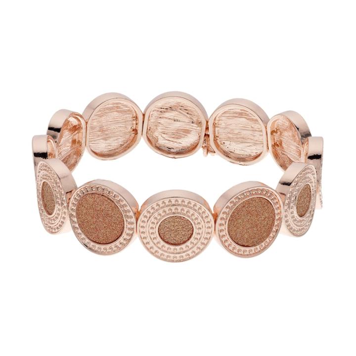 Rose Gold Tone Circle Stretch Bracelet, Women's, Light Pink