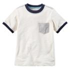 Boys 4-8 Carter's Pocket Slubbed Contrast Ringer Tee, Size: 8, White Oth