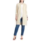 Plus Size Chaps Open-front Long Sleeve Cardigan, Women's, Size: 1xl, Beig/green (beig/khaki)