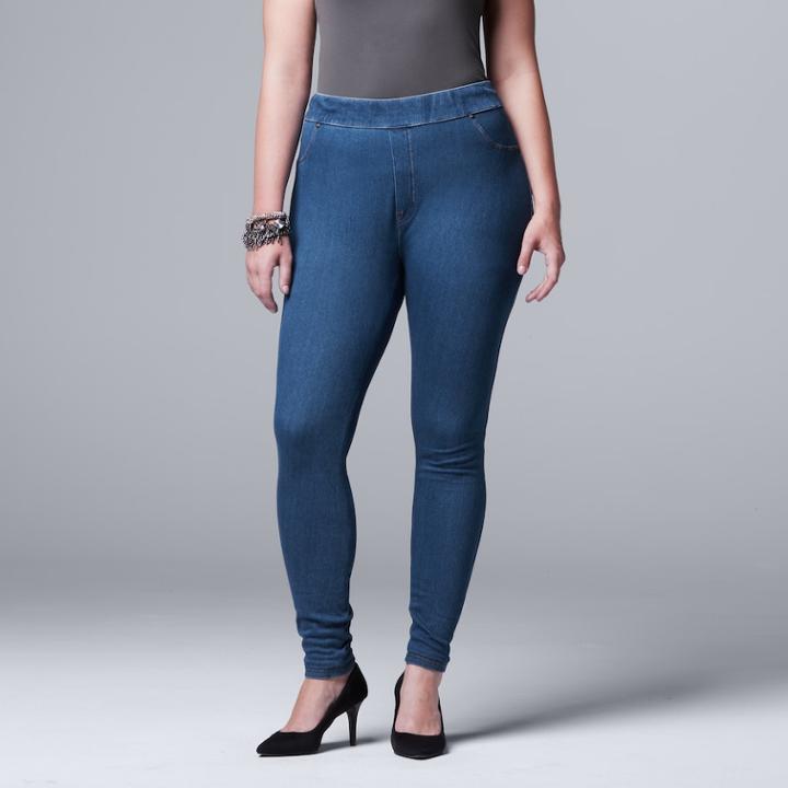 Plus Size Simply Vera Vera Wang Denim Leggings, Women's, Size: 2xl, Med Blue