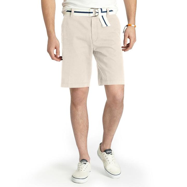 Men's Izod Saltwater Classic-fit Solid Flat-front Shorts, Size: 33, Lt Beige