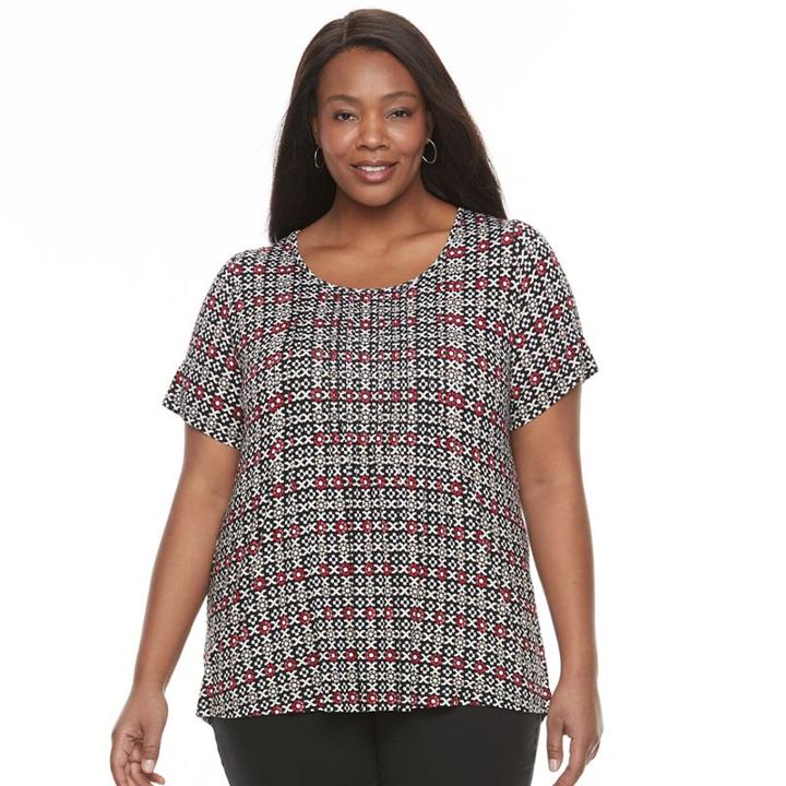 Plus Size Croft & Barrow&reg; Pintuck Scoopneck Tee, Women's, Size: 3xl, Med Red