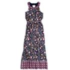 Girls 7-16 & Plus Size Three Pink Hearts Printed Maxi Dress, Size: 12, Med Blue